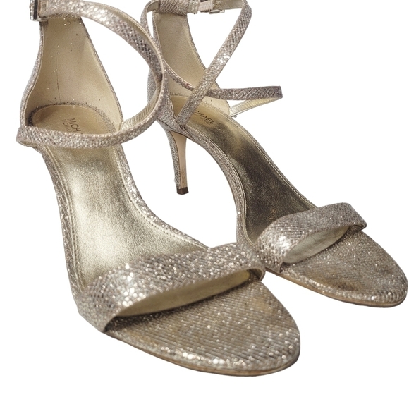 MICHAEL KORS - AVA GLITTER FABRIC SANDALS  Stiletto Heels Size 9 - Picture 7 of 10